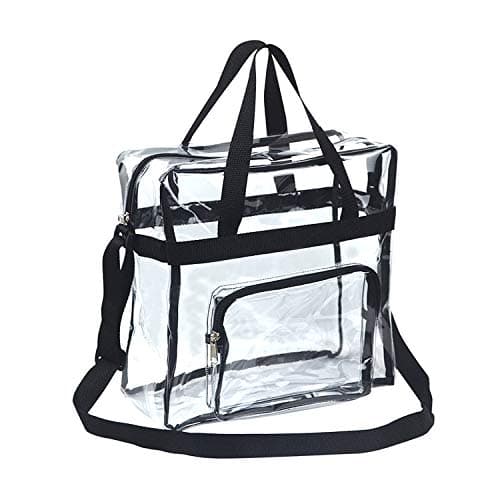 Image of SARVERTIC Clear Tote Bag Transparent Large Toiletry Bag Clear Crossbody Bag with Adjustable Shoulder Strap and Zipper Closure, Perfect for Stadium, Work, Sports Games, Concert