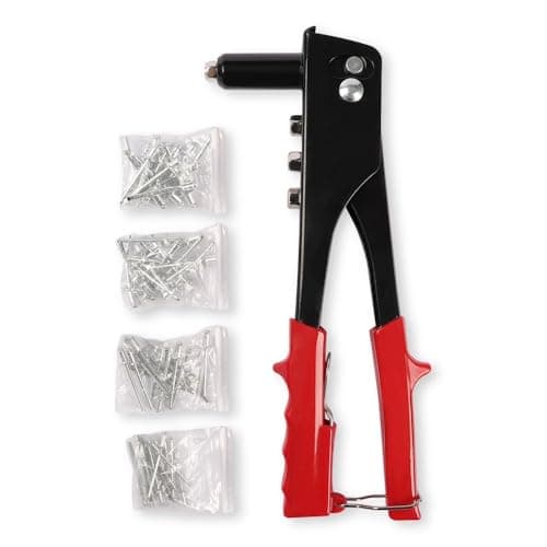 Image of Heavy Duty Rivet Gun Tool – Hand Riveter Kit for Metal, Plastic, and Automotive Repairs | Manual Pop Rivet Gun with Multiple Nozzle Sizes | Riveting Tool for DIY, Sheet Metal, Workshop & Garage Use