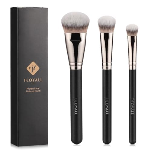 Image of TEOYALL Flat Angled Brushes, Flawless Foundation Brush Under Eye Concealer Brush Bronzer Brush with Liquid Cream Powder