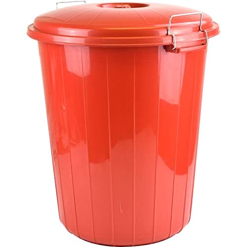 Image of Sterling Ventures Heavy Duty Plastic Bin Dustbin Storage Unit with Locking Lid for Home Garden Rubbish Waste Animal Feeds (Red 25L)