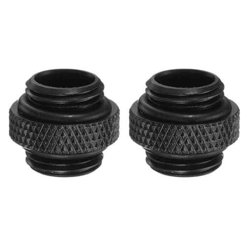 Image of sourcing map 2pcs Water Cooling Adapter G1/4" Thread Male to Male Mini Extender Fitting Copper Water-Cooled Compression Fitting with O-Ring for Computer PC Water Cooling System, Black