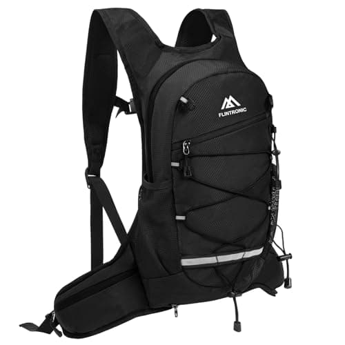Image of Flintronic Lightweight Breathable Bike Backpack, 8L Waterproof Breathable Cycling Bicycle Rucksack, Hydration Backpack, Reflective Bag, Foldable Running Daypack for Cycling, Jogging, Hiking-Black