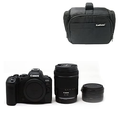 Image of KamKorda Camera Bag + R6 Mark II Mirrorless Digital Camera Body + RF 24-105 f/4-7.1 IS STM Lens + R Mount Adapter, 24.2MP Full-Frame CMOS Sensor, 4K60 10-Bit Internal Video + 2 Year Warranty