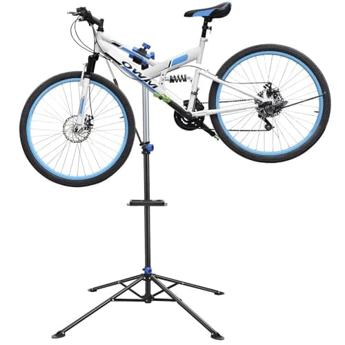 Image of Yaheetech Bicycle Repair Stand Bike Workstand, Adjustable Cycle Maintenance Tool, Foldable Bike Rack Mountain Bicycle Workshop Stand, Max Load 30kg, Height 1.08-1.9 m