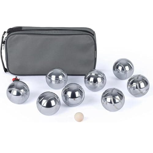 Image of BURAKH French Boules Set 3, 6 or 8 Ball – Stainless Steel Chrome Petanque Boules with Carry Case for Garden & Outdoor Games