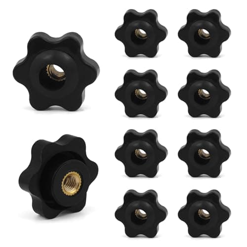 Image of JJWNMLL 10PCS Clamping Screw Knob Star M5-outer Diameter 25 Thumb Bolts Thread Replacement Star Hand Knob Tightening, Black Grip (M5-outer diameter 25)