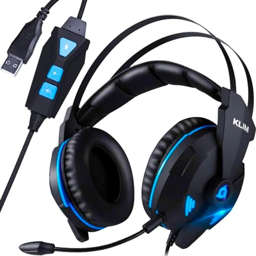 Image of KLIM IMPACT - USB Gamer Headset - 7.1 Surround Sound + Noise Isolating - High definition Audio + PS4 PS5 Headset with Strong Bass - Gaming Video Games Headset with Microphone for PC [New version]
