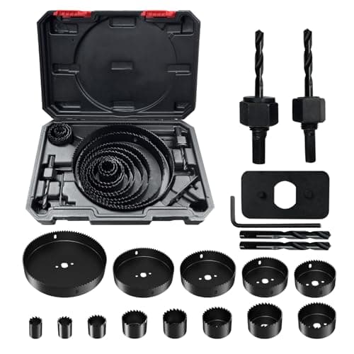 Image of NORTOOLS Hole Saw Sets,Includes13pcs 19-152 mm Hole Saws Cutter Kit,2 Mandrels,1 Hex Key,4 Drill Bits|Precision-cut Teeth，Perfect for Drilling Soft Wood PVC Board Plastic Plate