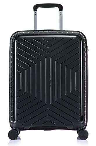 Image of DK Luggage 20” Cabin Ryanair, EasyJet, BA, Jet 2 Hard Shell Approved Hand Luggage Polypropylene Suitcase 4 Wheel Spinner Luggage PP20 Black