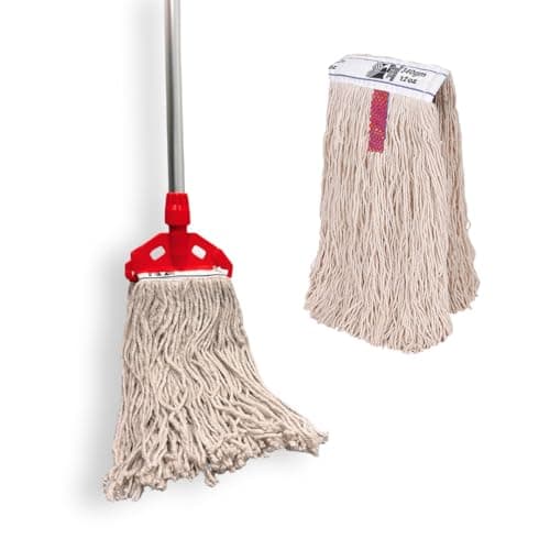 Image of AVERN Industrial Mop Flat Kentucky String Mops 12oz Floor Mop with 2 Reusable Mops & Handle , Heavy Duty Commercial Mops for Home Mall,Factories,Warehouses,Office Stairs