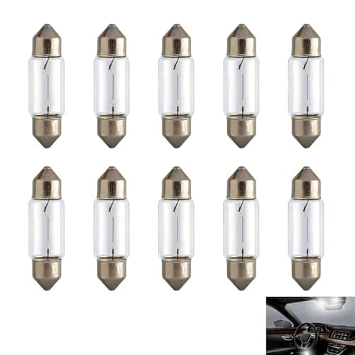 Image of 10 Pcs C5W Bulb Festoon 39mm 12V 5W, Number Plate Bulb and Interior Light Replacement Bulbs, Standard Halogen Festoon Lamps for Dome Courtesy Boot Glove Box Lighting, Plug and Play Automotive Bulbs