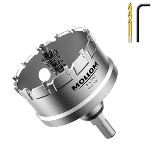 Image of Mollom (67mm | 2-5/8'') Heavy Duty Carbide Hole Saw with 2 Pilot Drill Bits, Hole Cutter cuts Stainless Steel, mild Steel, Iron, Copper, Brass, Plastic