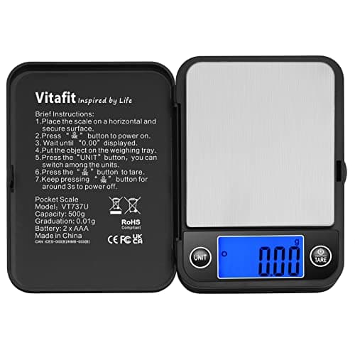 Image of Vitafit 500g Digital Pocket Scales, High Accuracy Assured by Scale Professional Factory SINCE 2001, Gram Scales 0.01g for Multifunction: Lab,Food, Kitchen,Coffee,Jewelry; Black