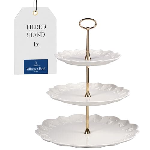 Image of Villeroy & Boch – Toy’s Delight Royal Classic tiered stand, decorative premium porcelain tiered stand for biscuits, small pieces of cake and other baked goodies, white