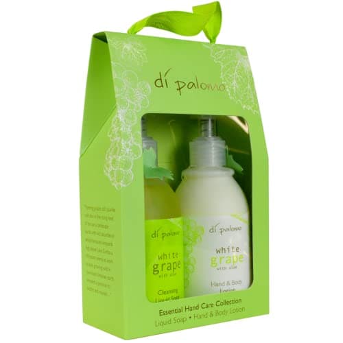 Image of Di Palomo Vegan White Grape & Aloe Hand Care Essential Collection: 240ml Soap & Lotion. Luxury Wash & Cream. Pamper Gifts for Women.