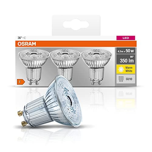 Image of Osram Base Par16 LED Reflector Non-Dimmable Lamp, Glass, Warm White, GU10, 4.3 W, Set of 3