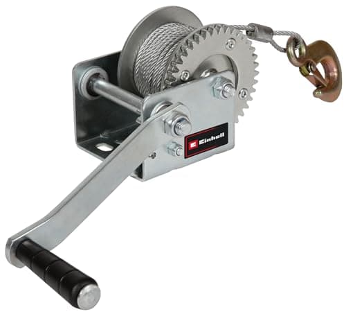 Image of Einhell TC-WI 500 Manual Cable Winch (Maximum Load 500 kg, 10 m Wire Cable, Lock, Non-Slip Grip Including Safety Hook and Safety Tab)