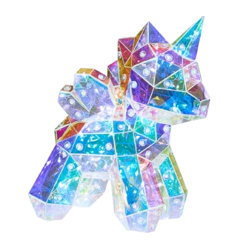 Image of Global Gizmos Iridescent Unicorn Lights/White LED Light Colour/USB Powered/Bedside Night Light for Girls (25cm)