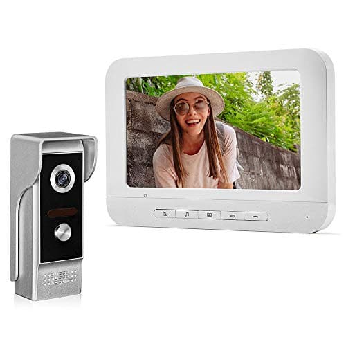 Image of KDL Wired Video Doorbell Intercom System 7 inch Color Monitor Panel with Night Vision Video Camera Door Phone Two-Way Audio 12 Ringtones Waterproof for Home Apartment Safe