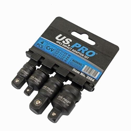 Image of US PRO Tools 4 Piece Impact Adaptor Set 1/4" 3/8" 1/2" Step up/Down Reducer 3504