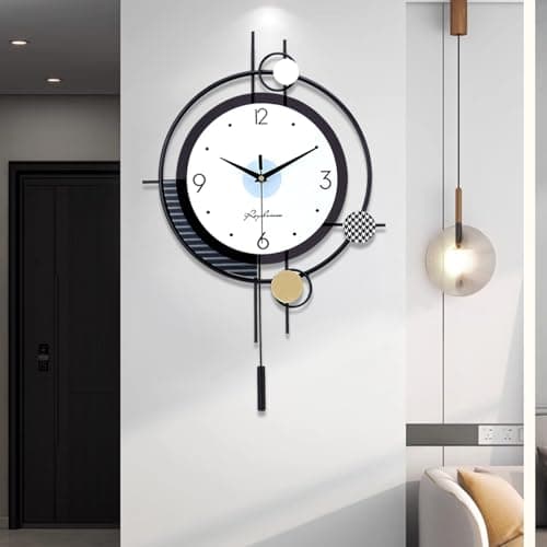 Image of SIN&MI Large Metal Creative Wall Clocks Decor Modern Silent Big Wall Clock Non Ticking Battery Operated Quartz Clock for Living Room Kitchen Bedroom Decorative Bathroom Outdoor Indoor 15 * 23 Inch