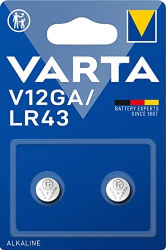 Image of Varta V12GA / LR43 Alkaline Button Cell Batteries Pack of 2 in Original Blister Packagingc