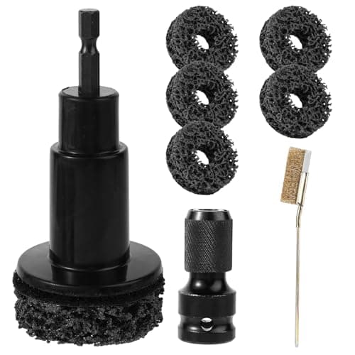 Image of Sinbana 8pcs Wheel Hub Cleaning Kit, Include Grinding Head, Adapter, Pads & Rust Removal Brush, Wheel Hub Resurfacing Kit Brake Rotor Tool Stud Cleaner to Fit Power Drill & 1/2" Impact Wrench