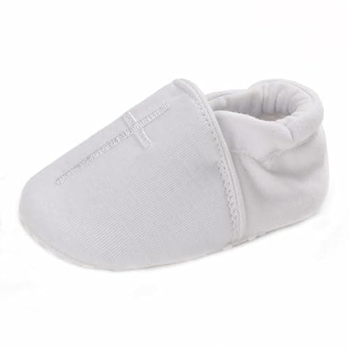 Image of Baby Cotton Shoes Infant First Walking Shoe with Cross Embroidery for 12 to 18 Months White