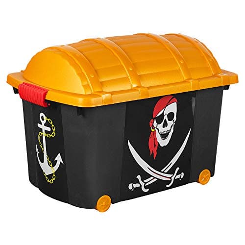 Image of URBN-TOYS Pirate Or Fairy Designed Treasure Storage Container Chest Box Party Prop Play Set For Kids (Pirate Design, 2)