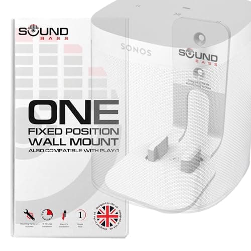 Image of Sound Bass ONE, ONE Gen 2, ONE SL & Play:1 Wall Mount Bracket, White, Compatible with Sonos ONE, ONE Gen 2, ONE SL & PLAY1 Speaker