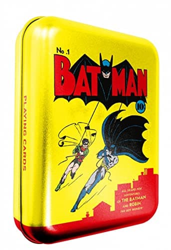 Image of Cartamundi DC Comics Batman Retro Comic Playing Cards in Tin, 55 Vintage Original DC Comics Playing Cards, Great Gift for Any Superhero Fan!