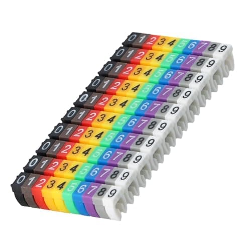 Image of Wire Numbering Marker Plastic, Snap-on Design Cable Marker Tubes, 0~9 Digital Number Tube Wire Number Label Tube, Cable Numbering Kit for Marking The Color-Coded Cables (100Pcs, 2.5mm²)