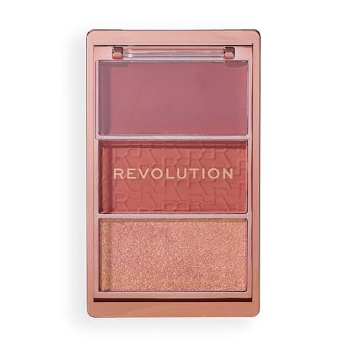 Image of Revolution, Blush Icon Palette, Cream & Pressed Powder Blusher, Highly Pigmented, Face Palette, Vegan & Cruelty-Free, 3 Shades, Aura Points Rose