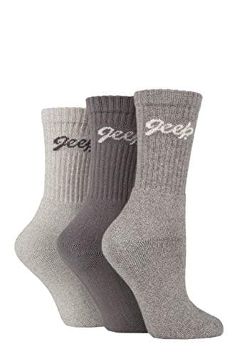 Image of Jeep Ladies Cushioned Foot Cotton Boot Socks Pack of 3 Slate/Grey 4-8