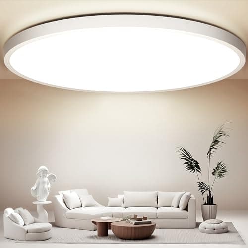 Image of Swoieltr Bathroom LED Ceiling Light, 4000K Neutral White Ø30CM 24W 2000LM Round Modern Flush Ceiling Lights IP44 Waterproof Close-to-Ceiling Light for Office, Kitchen, Bedroom, Living Room