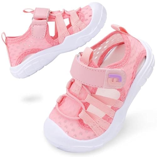 Image of JOINFREE Baby Sandals Boys Girls Breathable Quick Dry Water Shoes, Lightweight Non-Slip Toddler Beach Sandals for Pool, Summer Outdoor & Indoor Wear Pink, 6 Child