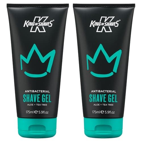 Image of King of Shaves Antibacterial Shaving Gel for Men, Low Foam for A Precise Shave, Suitable for All Skin Types, Clear Shaving Gel For Men, 2x175ml
