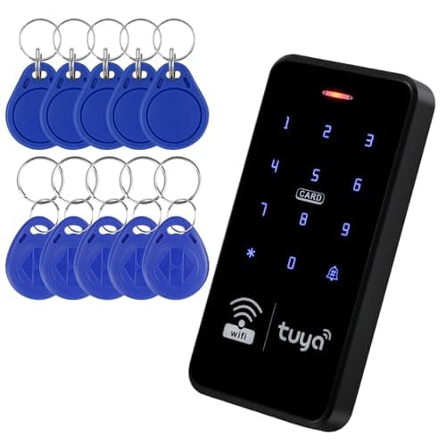 Image of Uoonner WIFI Access Control System Controller, 1000-User, 125kHz/13.56MHz, Waterproof Keypad, WG26/34-bit, 10 RFID Keychains