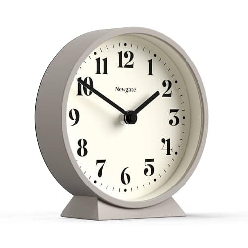 Image of NEWGATE® Theatre mantel clock | Modern classic round design | Stone | Contemporary style for desk, table, shelf or bedside