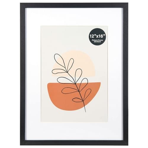 Image of KAIWIN Picture Frame Black 12x16 / 30x40cm - 21x30 cm (A4) with Mat, Photo frame with acrylic glass for hanging, For photos, posters, puzzles| Poster frame