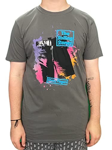 Image of The Rolling Stones Men's Sticky Colours Regular Fit Crew Neck Short Sleeve T - Shirt, Grey (Grey Grey), Small (Manufacturer Size: Small)