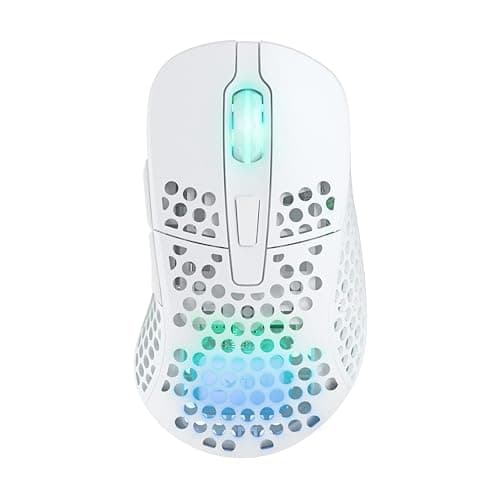 Image of Xtrfy M4 Wireless, Wireless Ultra-Light Gaming Mouse, Optimised for E-Sports, 2.4 GHz, RF RGB Lighting, Adaptable Ergonomic Right-Handed Mouse, Rechargeable, White