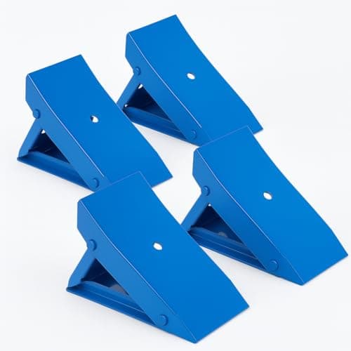 Image of R&C Components Ltd Car Wheel Chocks - Folding Compact Wheel Safety Blocks for Caravans, Trailers and Vehicles (Pack of 4)