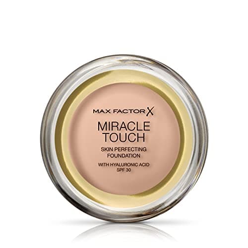Image of Max Factor Miracle Touch Perfecting Foundation, 40 Creamy Ivory, Full Coverage, Lightweight and Moisturising Effect with Hyaluronic Acid and SPF 30 Formula, 11.5 g