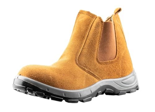 Image of Suede Leather Safety Chelsea Boots, Work and Hiking Ankle Boots, Tan (Sand, UK Footwear Size System, Adult, Men, Numeric, Medium, 11)