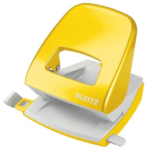 Image of Leitz Hole Punch, 30 Sheets, Guide Bar with Format Markings, Metal, WOW Range, 50081016 - Yellow