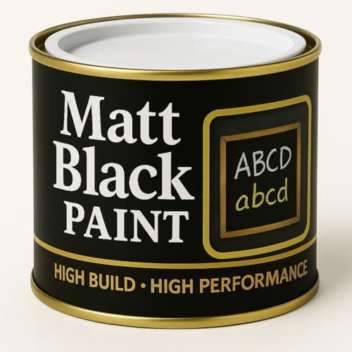 Image of JKG MATT BLACK PAINT 180ml - Black Topcoat Paint - Interior & Exterior Paint Wood Metal Concrete Plastic Materials - For School Blackboards - Hard Drying Durable Waterproof Black