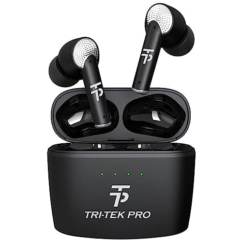 Image of TRI-TEK PRO Active Noise Cancelling Wireless Earbuds, Deep Bass, ANC, AI-Assitant, Clear Calls with 4 Mics, 30H Playtime with Fast Charging, Bluetooth 5.3 Earphone, Transparency Mode (Black)