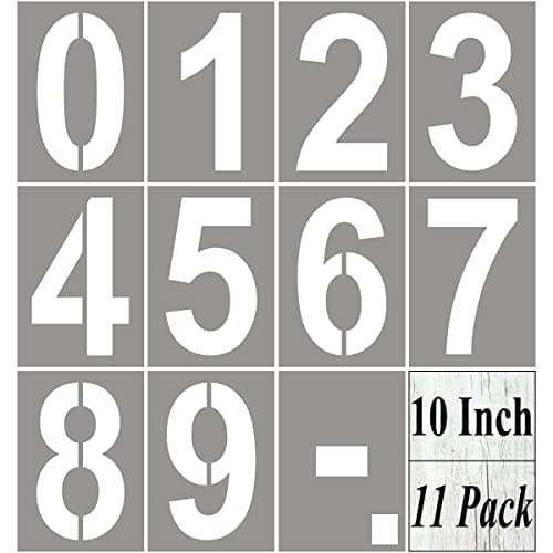 Image of 10 Inch Large Number Stencils for Painting - 11 Pack Number Stencil Templates for Curb Address, Cakes, Cookies, Mailboxes and Crafts, Reusable House Numbers Stencils for Wood Signs & Cement Wall Art