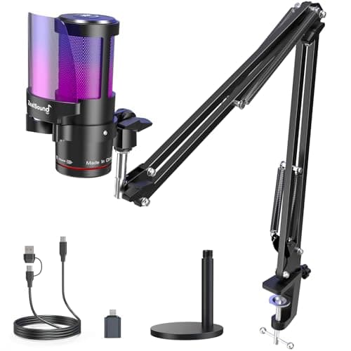 Image of ZealSound USB Gaming Microphone Kit,Noise Cancellation Condenser Mic with Touch Mute,Gain,Monitoring,Boom Arm for Streaming,Podcast,Twitch,YouTube,Discord,iPhone,iPad,PC,Computer,PS4,PS5,Mac,GamerWave